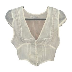 lace sheer button up corset blouse